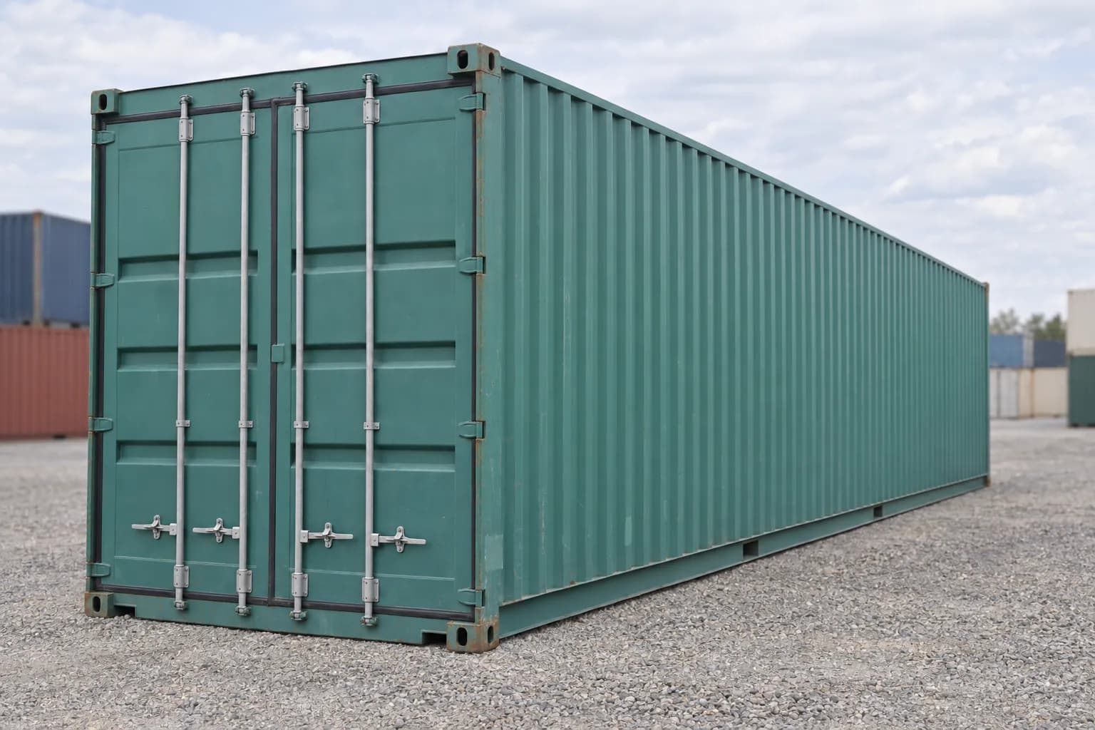Contenedor marítimo 40 pies High Cube de segunda mano Cargo Worthy, vista de tres cuartos