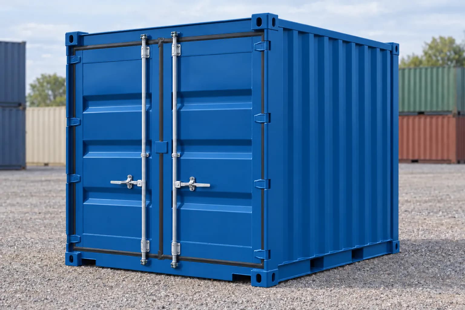 Contenedor marítimo 10 pies nuevo azul genciana RAL 5010